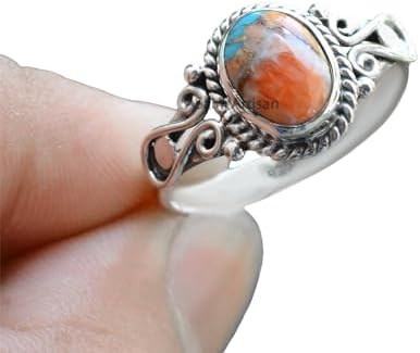 Elegance in Every Detail: Handmade 925 Sterling Silver Rings with 6x8 Oval Natural Gemstones (US Ring size 4, Amethyst)