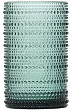 Fortessa Jupiter Beaded Hobnail Glass, 13 Ounce Iced Beverage (Set of 6), Sage Green