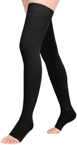 Athbavib 20-30mmHg Compression Stockings for Women and Men, Thigh High Closed Toe Medical Graduated Compression Socks, Best Support for Treatment Varicose Veins Swelling