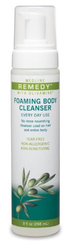 Medline Remedy Olivamine Foaming Body Cleanser, No Rinse, Scented, 9-oz Pump Bottle