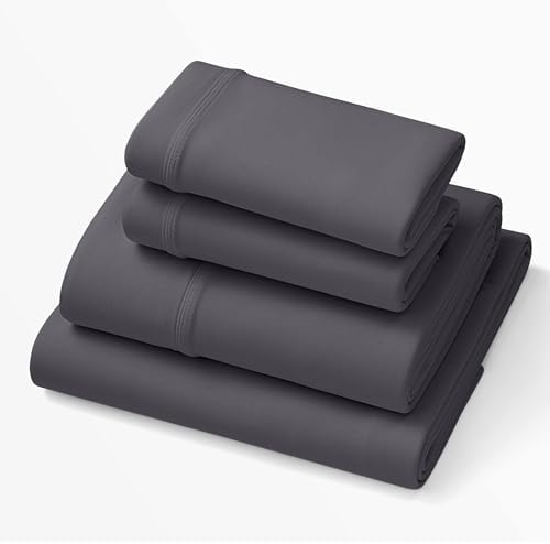 Purple Deep Pocket SoftStretch Sheets, King/Cal King, Rayon Blend, Moisture-Wicking, Stormy Grey, Fits Other Mattresses, Adaptive Support