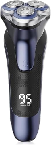 Electric Razor for Men, Electric Shaver for Men Face, with Pop Up Trimmer Waterproof Wet Dry Rechargeable Shaver Blue
