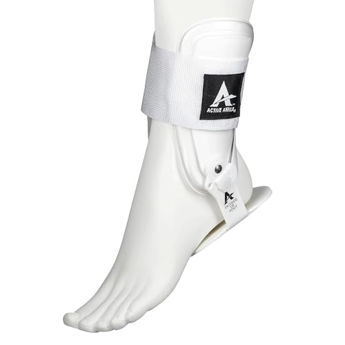 Cramer Active Ankle T2 Ankle Brace, Large, White, Rigid Support for Men 10-13 & Women 11-14 Shoe Size, Adjustable Brace for Sprains, Volleyball & Cheer, Lightweight EVA Padding,Fits Left or Right Foot