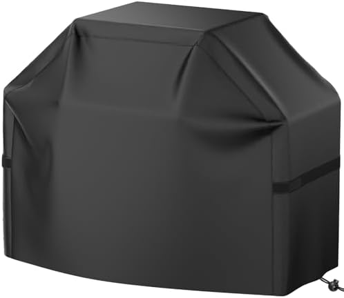 BBQ Grill Cover, Waterproof, Weather Resistant, Rip-Proof, Anti-UV, Fade Resistant, with Hook-and-Loop Straps, Gas Grill Cover for Most Grills, 65'', Black