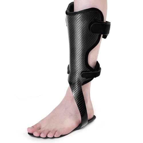 Carbon Fiber AFO Brace Ankle Foot Orthosis Lightweight Foot Drop Brace Drop Foot Brace for Walking Gait Assistance Ankle Instability, Left-Large