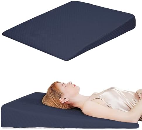 Wedge Pillow, Bed Wedge Pillows for Sleeping, Snoring, Back Support, After Surgery, Foam Triangle Pillow, Removable Washable Cover (Navy, 5in)