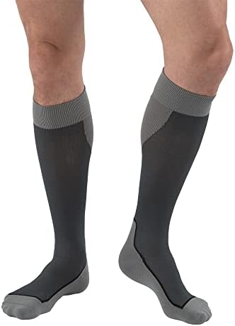JOBST Sport Knee High 15-20 mmHg Compression Socks, Black/Grey, X-Large