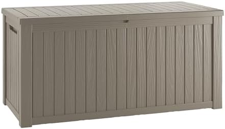 200 Gallon Outdoor Storage Box Waterproof Lockable Resin Deck Box Large, Patio Storage Bin for Pool Accessories Cushion Furniture, Garden Tools, UV-Resistant Outside Delivery Grey