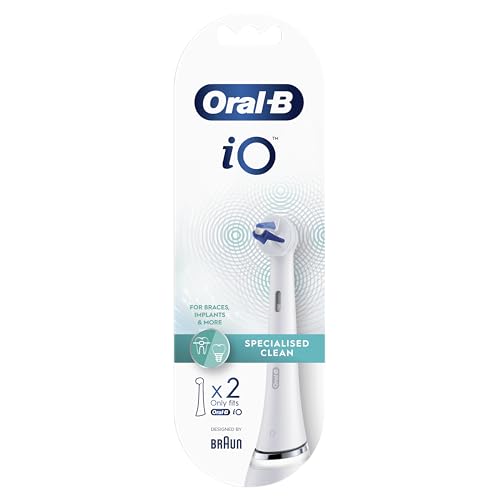Oral-B iO Specialised Clean Electric Toothbrush Head, Precisely Angled Tufts for Deeper Plaque Removal for Hard to Reach Areas, Pack of 2, White