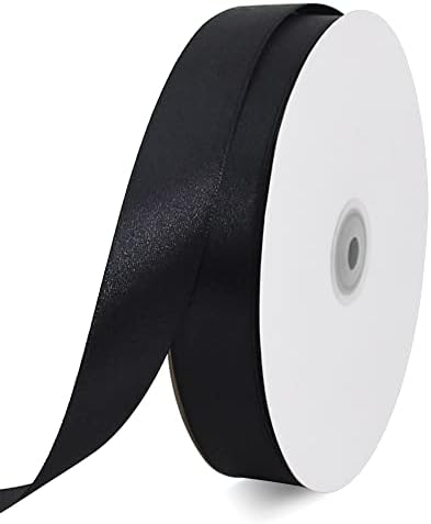TONIFUL 1 Inch x 100yds Black Satin Ribbon, Thin Solid Color Satin Ribbon for Gift Wrapping, Crafts, Hair Bows Making, Wedding Party Decoration, Sewing, Halloween, Floral Bouquets, Christmas