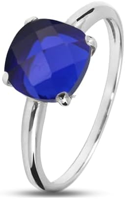 925 Sterling Silver Rings for Women - Cushion Gemstone Ring - Anniversary, Engagement, Wedding Ring - Eye Catching Christmas Gift