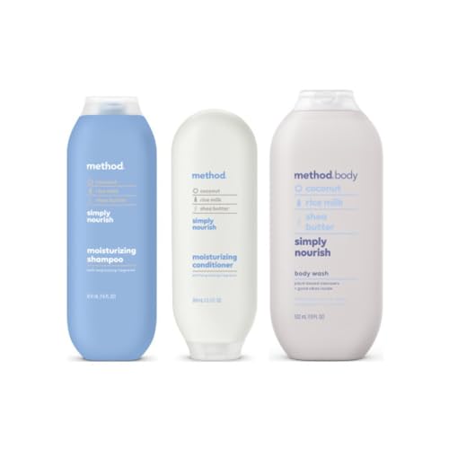 Method Simply Nourish Shower Set, 1 Shampoo, 1 Conditioner, 1 Body Wash, 3 CT