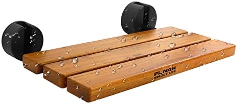 20 inchs Teak Folding Shower Seat Wall Mounted,Fold Down Shower Bench for Small Shower Space, Home Care Teak Wood Stool for Inside Shower,Pregnants-Maximum Load 440lb,for Elderly, Adults