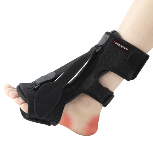 Plantar Fasciitis Night Splint, Upgraded Adjustable Foot Brace for Pain Relief, Drop Foot, Achilles Tendonitis & Heel Spur Relief for Women & Men (Black)