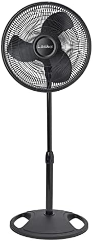Lasko 2521 16 Inch 3-Speed Quiet Adjustable Tilting Wide-Area Oscillating Standing Pedestal Fan for Bedroom, Kitchen, Home, and Office, Black