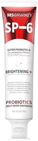 MSDRWIKEY SP-6 Probiotic Whitening Toothpaste - Enhanced Formula with 6 Probiotics for Teeth Whitening and Gum Health - Enamel-Safe, Fluoride-Free, Fresh Mint Flavor, 4.6oz (1)