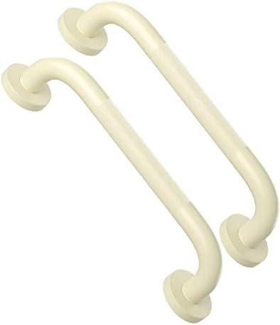 12 Inch Anti Slip Shower Grab Bar Handle Beige White, ZUEXT Stainless Steel Bathroom Grab Bar, Knurled Bathroom Balance Bar, Safety Hand Rail Support,Handicap Elderly Injury Senior Assist Bath Handle