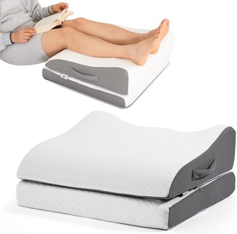 Zomaple Adjustable Leg Elevation Pillow for Recovery – Must Haves Orthopedic Memory Foam Support – Pillows for Sleeping & Swelling Relief (White - Square)