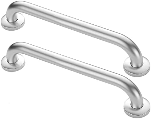 2 Pack 16 Inch Grab Bar for Bathtubs and Showers - 1.25" Diameter Bathroom Safety Shower Handles Brushed Nickel with Concealed Screws, Wall Mounted Disability Handrail for Handicap, Elderly, Pregnant