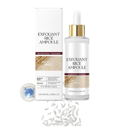 Rice Exfoliating Ampoule Set,Rice Ampoule Duo Exfoliating Solution,for Glowing Skin Gentle Peel Pore Minimizing and Deep Hydration. (White)