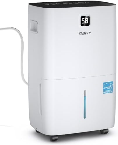 Yaufey 150 Pints Energy Star Dehumidifier with Pump for Home, Basement and Large Room up to 7000 Sq. Ft., With Drain Hose, Timer, Intelligent Humidity Control and Large Water Tank