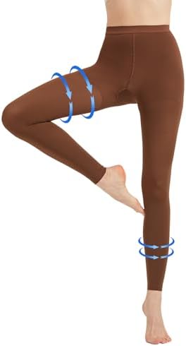 AMZAM® Medical Compression Pantyhose for Women & Men, 20-30 mmHg Graduated Compression Leggings, Opaque Footless Waist High Compression Stockings for Edema, Varicose Veins, Post Surgery, Brown XXL