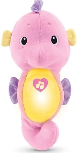 Fisher-Price Musical Baby Toy, Soothe & Glow Seahorse, Pink Plush Sound Machine with Lights & Volume Control for Newborns
