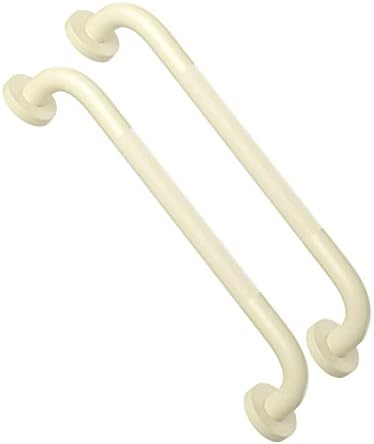 16 Inch Anti Slip Shower Grab Bar Handle Beige White, ZUEXT Stainless Steel Bathroom Grab Bar, Knurled Bathroom Balance Bar, Safety Hand Rail Support,Handicap Elderly Injury Senior Assist Bath Handle