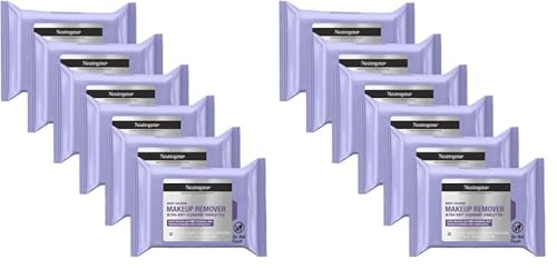Neutrogena Makeup Remover Night Calming Cleansing Towelettes, Disposable Nighttime Face Wipes to Remove Dirt, Oil & Makeup, 25 ct (Pack of 2)