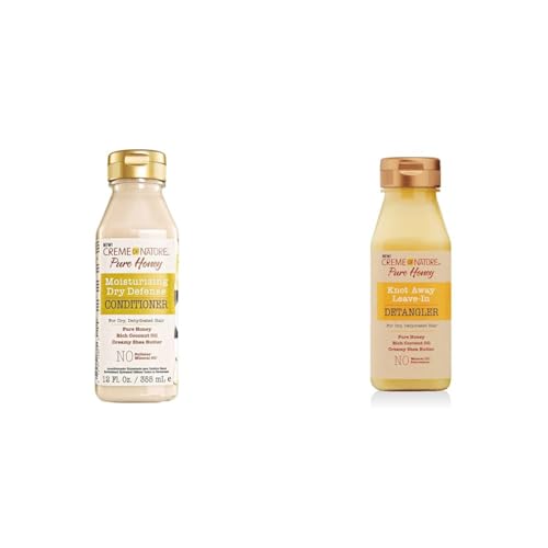 Creme of Nature Pure Honey Conditioner with Coconut Oil & Shea Butter, 12.07 Fl Oz & Knot Away Leave In Detangler, 8 Oz