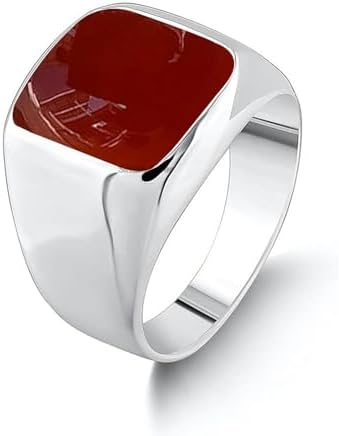 Solid 925 Sterling Silver Cushion Shape Gemstone Men Signet Ring, Beautiful Handcrafted Christmas Gift for Fathers, Son, Boyfriend, Friend