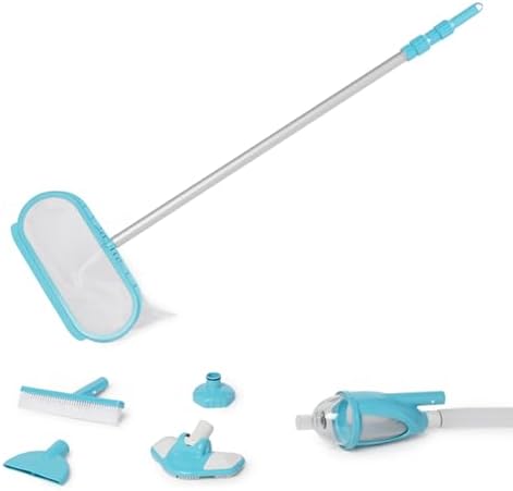 Intex 28003E Deluxe Above Ground Pool Maintenance Kit for Minimum 800 GPH Flow Rates with Vacuum, 110" Pole, Wall Brush and 24' Hose (Color May Vary)