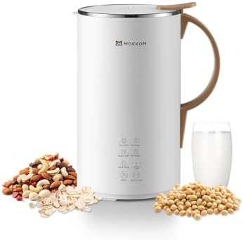 OK MOKKOM Automatic Nut Milk Maker 20 oz Soy Milk Maker, Homemade Almond, Oat, Coconut, Soy, Plant-Based Milk Dairy Free Beverages, Almond Milk Maker with Delay Start/Boild Water/Self Clean - White