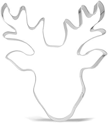 5 inch Large Christmas Reindeer Face Cookie Cutter - Stainless Steel