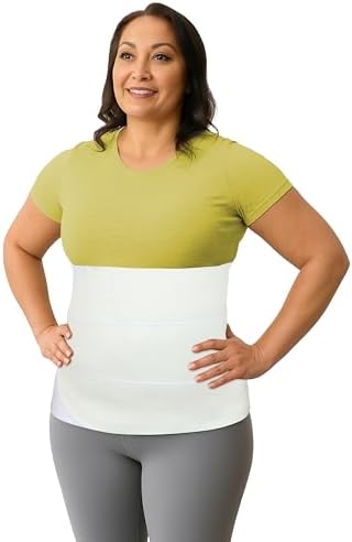 Abdominal Binder Post Surgery Tummy Tuck | Postpartum Belly Band Wrap | Post C Section Belly Binder | Stomach Compression Hernia Belt For Men or Women After Pregnancy Hysterectomy White XXXL