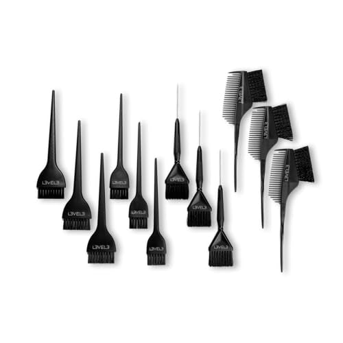 Level 3 Hair Color Brush Set - 12-Piece Kit for Highlights, Balayage, and Full Coverage Applications
