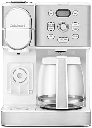 Cuisinart Coffee Maker, 12-Cup Glass Carafe, Automatic Hot & Iced Coffee Maker, Single Server Brewer, Stainless Steel, SS-16W, White