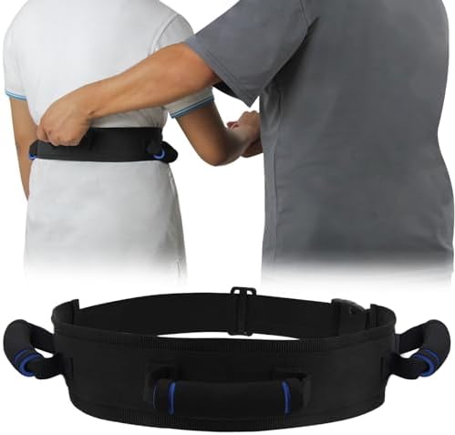 Gait Belt with Handles, Transfer Belt for Elderly, Patient Gait Belts, Transfer Belt Assist, Gait Belts for Seniors, Upgraded Using Rubber Handles (Blue)