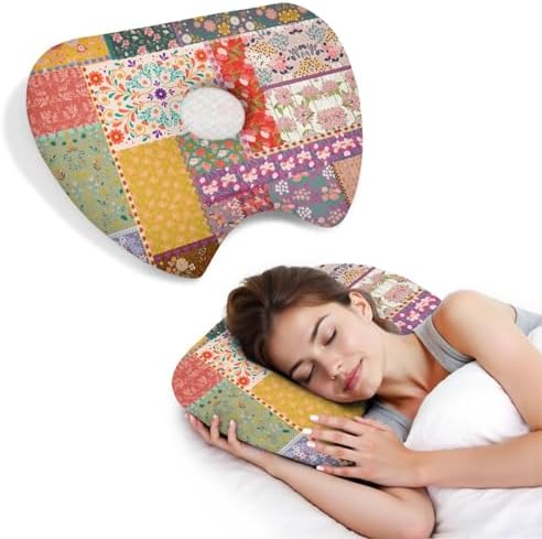 Ear Piercing Pillow with Ear Hole for Side Sleeper Relief Ear Pain,Cotton and Polyester Ear Pillows,Washable Ear Guard Pillow