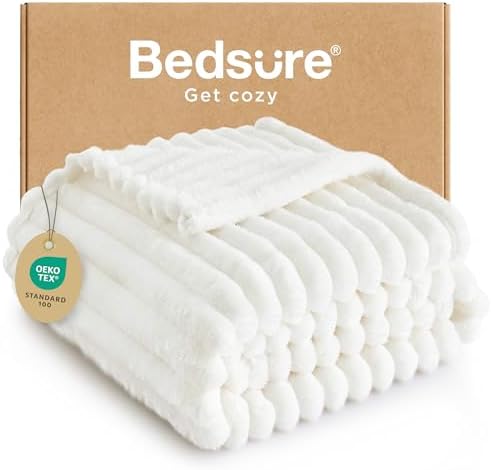 Bedsure Twin XL Blanket for Bed - GentleSoft Cozy Soft Blankets for Women, Cute Small Fleece Throws for Girls, Graduation Decorations Gift for Her Him School Dorm, Off White, 66x90 Inches