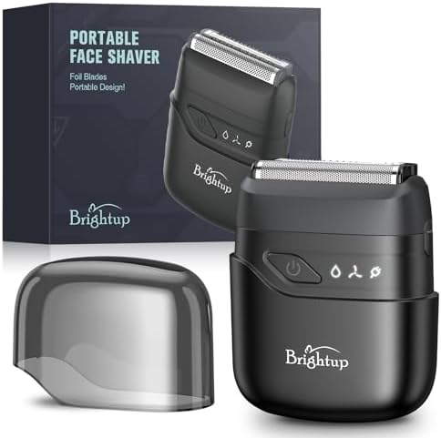 Brightup Electric Foil Shavers for Men, Mini Electric Razor for Shaving Face, Compact Travel Shaver with Floating Blades, Waterproof Wet/Dry Razor USB C Rechargeable