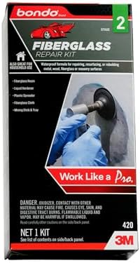 Fiberglass Resin Repair Kit 1/2 Pint (8 oz), All-in-One Set with Resin, Hardener, Fiberglass Cloth and Tools for Automotive, Marine and Home Repairs