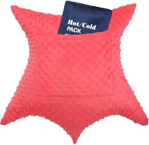 Heart Surgery Pillow Shock Absorbing for Open Heart Surgery After Bypass Coughing with 2 Pockets - Recovery Gifts with Hands Placement Pouch, Minky Dot Red