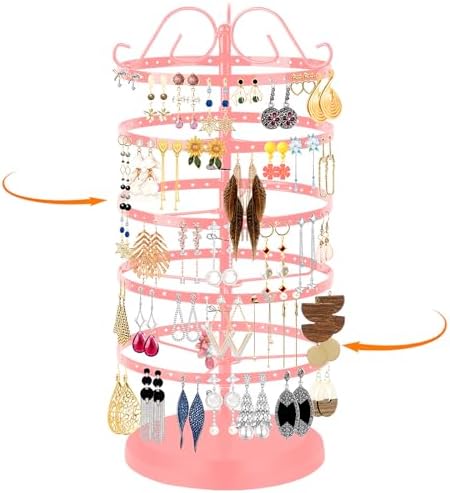 5 Tiers Rotating Earring Holder Organizer Stand,220 Holes Stud Earring Organizers and Storage，Jewelry Organizers and Storage,Earring Tree Organizer for Women