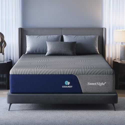 Sweetnight CoolNest 16 inch King Mattress, Cooling King Size Memory Foam Mattress for Cool Night Sleep, 5-Zone Ergo Support for Pressure Relief, Medium, CertiPUR-US Certified