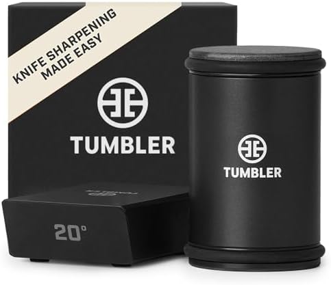 TUMBLER Pro Rolling Knife Sharpener™ - Knife Sharpening Made Easy - Rolling Knife Sharpening Kit with Removable Disc System - Includes 4-Layer Diamond Sharpening Disc & EdgeBoost Ceramic Disc (Black)