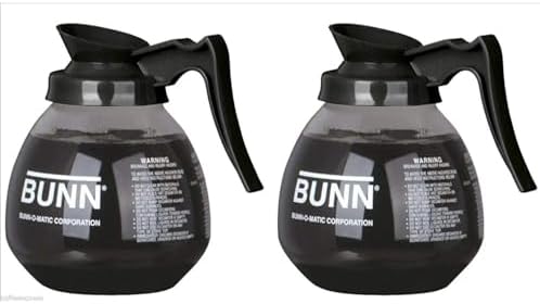 BUNN Glass Coffee Pot Decanter/Carafe, Regular, 12 cup Capacity, Black, Set of 2