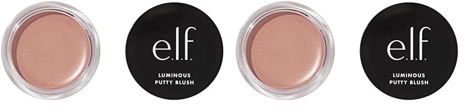 e.l.f. Luminous Putty Blush, Putty-to-Powder, Buildable Blush With A Subtle Shimmer Finish, Highly Pigmented & Creamy, Vegan & Cruelty-Free, Maui (Pack of 2)