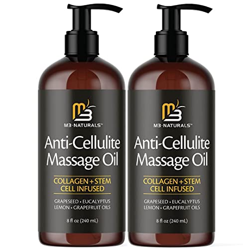 Anti Cellulite Massage Oil Natural Body Oil and Massage Oil for Massage Therapy | Infused with Collagen and Stem Cell Skin Tightening Cellulite Cream and Massage Lotion for Women 8 Fl Oz (2Pack)