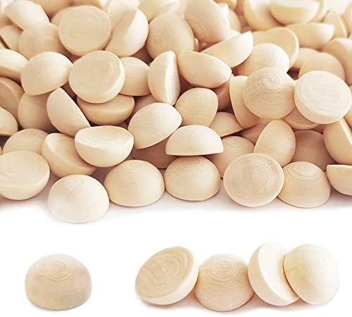 300pcs 12mm Half Wooden Beads, Unfinished Split Wood Balls Natural Mini Half Round Wood Beads for DIY Crafts, Kids Arts, Christmas Home Party Decoration